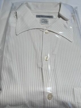 Vintage EMPORIO ARMANI Men’S White Cotton Dress Long Sleeve Shirt